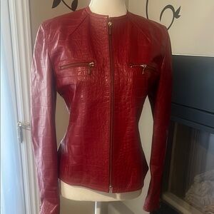 Elegant Red Leather Jacket